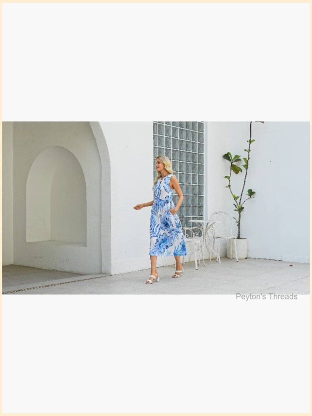 V-Neck Button Up Midi Dress with Pockets Sleeveless - Picture 6 of 7